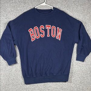 COPY - Navy Blue Crewneck Sweater with Boston Text